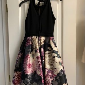Halter Black & Floral Dress